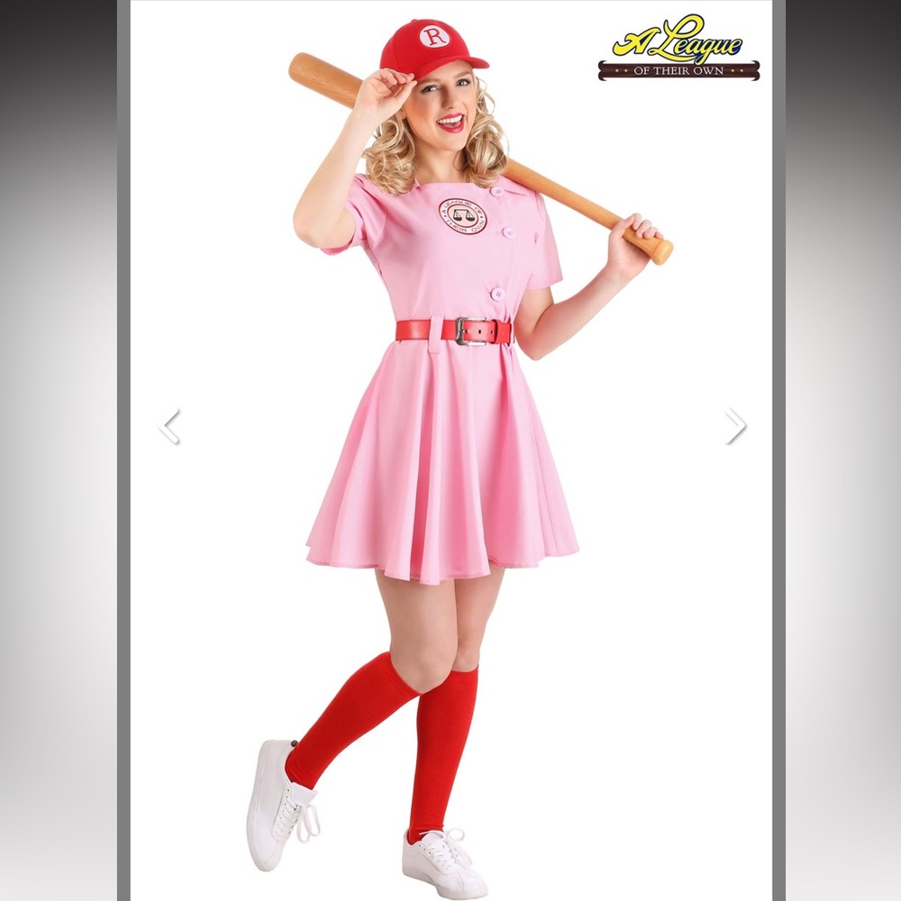 A League of Their Own Women’s Baseball Costume Cap Red Knee-High Socks Halloween - Picture 2 of 15